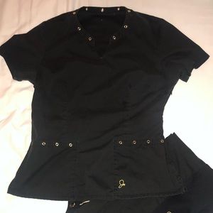 Jaanuu Eyelet Top and The Contrast Ponte Pants